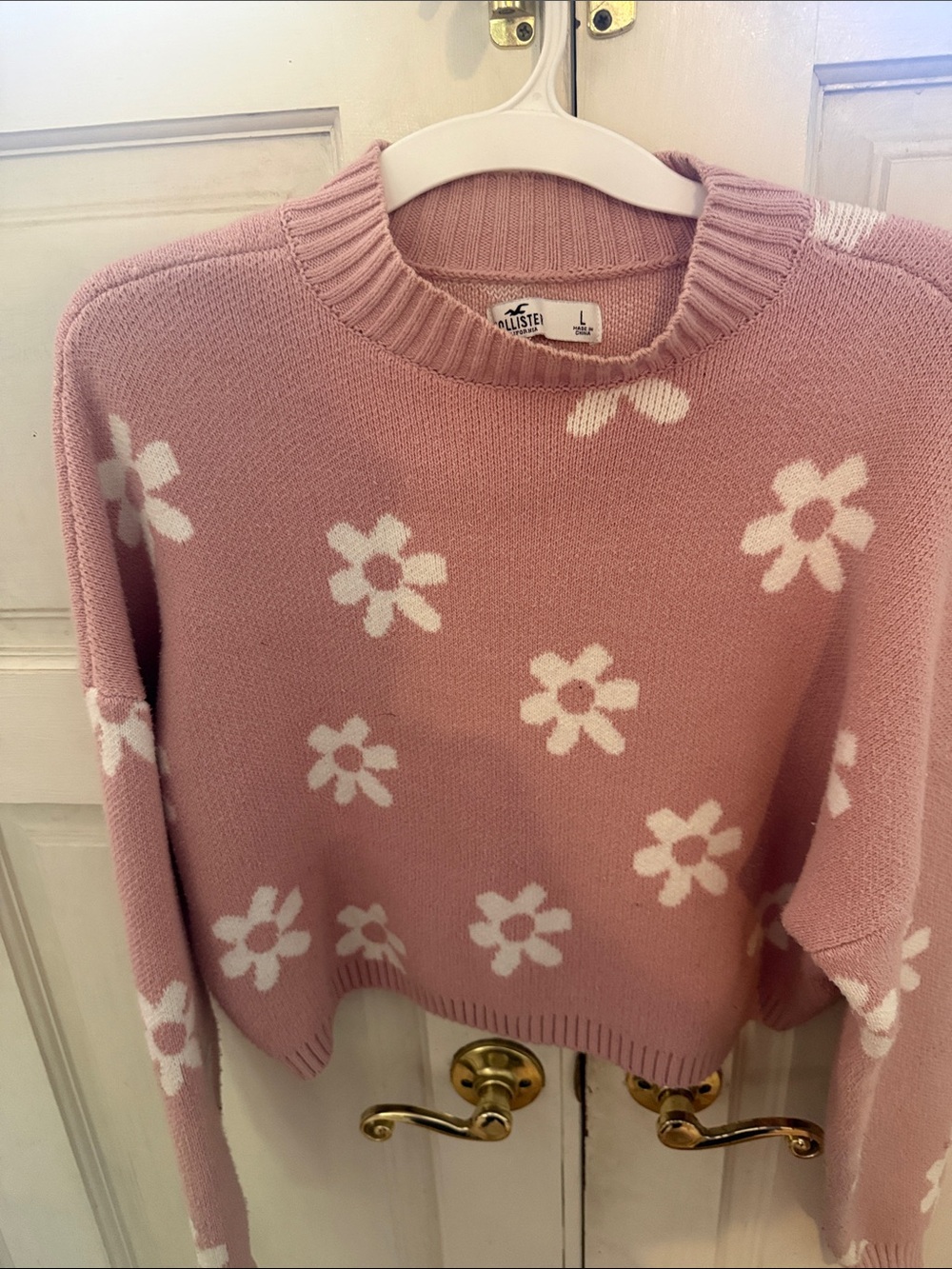 Hollister Pink Daisy Crewneck Sweater